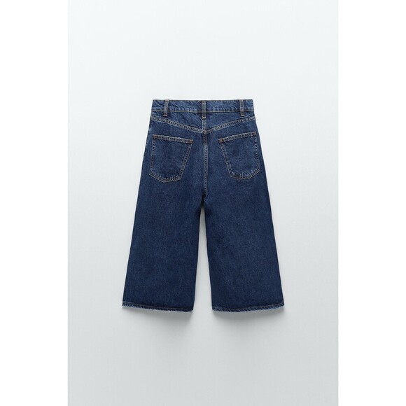Denim Zara 70s Bermuda Cropped Wide Leg Culottes Jeans (NWT) - Picture 8 of 9